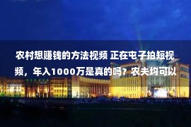 农村想赚钱的方法视频 正在屯子拍短视频，年入1000万是真的吗？农夫均可以靠拍视频致富吗