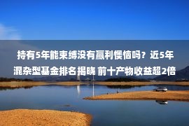  持有5年能束缚没有赢利懊恼吗？近5年混杂型基金排名揭晓 前十产物收益超2倍