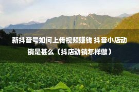 新抖音号如何上传视频赚钱 抖音小店动销是甚么（抖店动销怎样做）