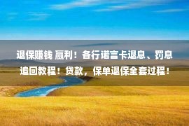 退保赚钱 赢利！各行诺言卡退息、罚息追回教程！贷款，保单退保全套过程！