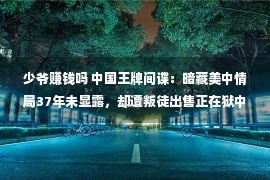 少爷赚钱吗 中国王牌间谍：暗藏美中情局37年未显露，却遭叛徒出售正在狱中自戕