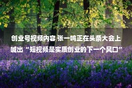 创业号视频内容 张一鸣正在头条大会上喊出“短视频是实质创业的下一个风口”的口号