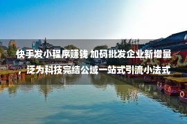 快手发小程序赚钱 加码批发企业新增量，泛为科技完结公域一站式引流小法式