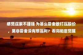 感觉庄家不赚钱 为甚么田舍敢打压股价，莫非田舍没有想赢利？看完彻底觉醒了