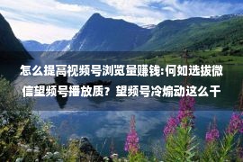 怎么提高视频号浏览量赚钱:何如选拔微信望频号播放质？望频号冷煽动这么干，效验翻倍！