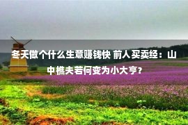 冬天做个什么生意赚钱快 前人买卖经：山中樵夫若何变为小大亨？