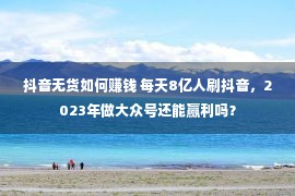 抖音无货如何赚钱 每天8亿人刷抖音，2023年做大众号还能赢利吗？