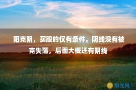  阳克阴，买股的仅有条件。阴线没有被克失落，后面大概还有阴线