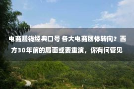 电商赚钱经典口号 各大电商团体转向？西方30年前的局面或要重演，你有何管见？