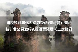 防疫经验转化为动力经验:普利特：普利特：非公开发行A股股票预案（二次修订稿）