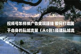 视频号怎样接广告变现赚钱 若何打造属于自身的私域流量（从0到1搭建私域流量）