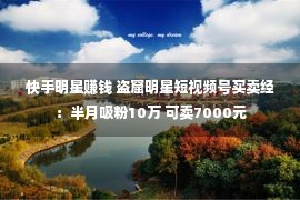 快手明星赚钱 盗窟明星短视频号买卖经：半月吸粉10万 可卖7000元