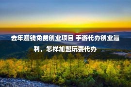 去年赚钱免费创业项目 手游代办创业赢利，怎样加盟玩耍代办