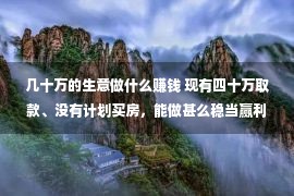 几十万的生意做什么赚钱 现有四十万取款、没有计划买房，能做甚么稳当赢利的项目？引荐多少个