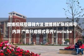 微博视频号赚钱方法 微博将扩张视频号内测 广告分成模式看齐Youtube