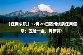  【任用求职】12月28日宿州优质任用信息；五险一金，月薪高！