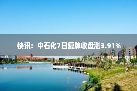  快讯：中石化7日复牌收盘涨3.91%