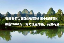 有哪些可以辅助游戏赚钱 博士做玩耍协助赚2000万，势力压服总监，有没有良纪录没有敢录取他