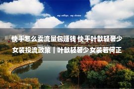 快手怎么卖流量包赚钱 快手叶歆轻奢少女装投流政策｜叶歆轻奢少女装若何正在快手投放