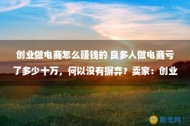 创业做电商怎么赚钱的 良多人做电商亏了多少十万，何以没有摒弃？卖家：创业的历程