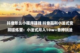 抖音怎么小程序赚钱 抖音赢利小法式变现锻炼营：小法式月入10w+各种玩法经营本领变现