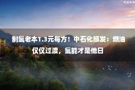  制氢老本1.3元每方！中石化颁发：燃油仅仅过渡，氢能才是他日