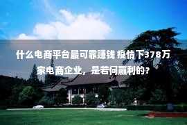 什么电商平台最可靠赚钱 疫情下378万家电商企业，是若何赢利的？