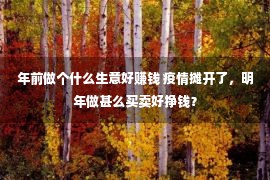 年前做个什么生意好赚钱 疫情摊开了，明年做甚么买卖好挣钱？