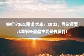 会打字怎么赚钱 大米：2023，寻常须要儿童家长最最主要是去赢利！