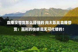 直播没带货怎么赚钱的 向太陈岚直播带货：赢利的快感是无可代替的！