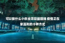 可以做什么小创业项目最赚钱 疫情正在家赢利的十种方式