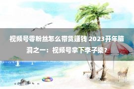 视频号零粉丝怎么带货赚钱 2023开年脑洞之一：视频号拿下李子柒？