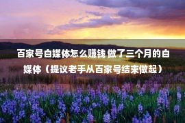 百家号自媒体怎么赚钱 做了三个月的自媒体（提议老手从百家号结束做起）