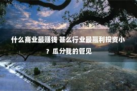 什么商业最赚钱 甚么行业最赢利投资小？瓜分我的管见