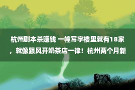 杭州剧本杀赚钱 一幢写字楼里就有18家，就像跟风开奶茶店一律！杭州两个月新开200多家，剧本杀馆还能赢利吗？