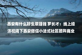 西安有什么好生意赚钱 罗长才：线上经济视阈下西安微信小法式社区团购商业模式争论