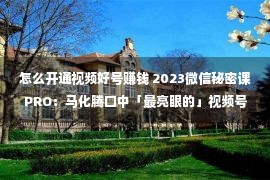 怎么开通视频好号赚钱 2023微信秘密课PRO：马化腾口中「最亮眼的」视频号，此日做归纳