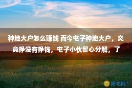 种地大户怎么赚钱 而今屯子种地大户，究竟挣没有挣钱，屯子小伙留心分解，了局很不料