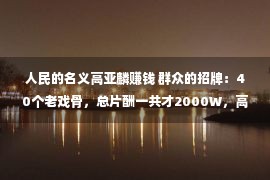 人民的名义高亚麟赚钱 群众的招牌：40个老戏骨，总片酬一共才2000W，高亚麟休业也拍剧