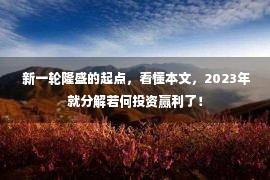  新一轮隆盛的起点，看懂本文，2023年就分解若何投资赢利了！