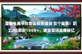 直播电商平台怎么投资赚钱 交个冤家：职工2位数到1000+，淘宝首场直播破亿，有何“心法”？