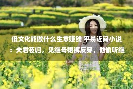 低文化能做什么生意赚钱 平易近间小说：夫君夜归，见继母裙裤反穿，他偷听继母措辞逃过一劫