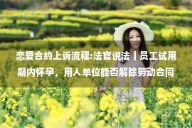 恋爱合约上诉流程:法官说法丨员工试用期内怀孕，用人单位能否解除劳动合同？