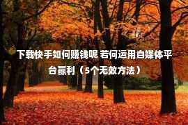 下载快手如何赚钱呢 若何运用自媒体平台赢利（5个无效方法）