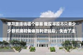 学习跟赚钱哪个容易 我探寻股市只要少少数机媾和集体赢利逻辑后，失去了主要启发