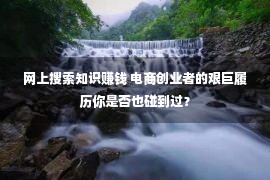 网上搜索知识赚钱 电商创业者的艰巨履历你是否也碰到过？