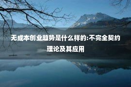 无成本创业趋势是什么样的:不完全契约理论及其应用