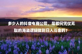  多少人的抖音电商公司，是若何凭仗无耻的海盗逻辑做到日入斗金的？