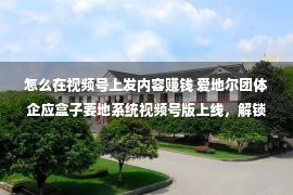 怎么在视频号上发内容赚钱 爱地尔团体企应盒子要地系统视频号版上线，解锁短视频赢利新场景