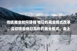 传统商业如何赚钱 他日的商业模式改革，深切领会他日赢利的商业模式，走上乐成之路